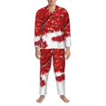 thumbnail image 3 of Wukai Red Maple Leaf Men's Long Sleeve Pajama Set,Long Sleeve Mens Sleepwear with Pockets & Front Fly-Large, 3 of 7