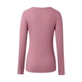 thumbnail image 4 of HXWCHs Deep U Neck Long Sleeve Solid Color Casual Fashion T-Shirt for Women XS Red, 4 of 5