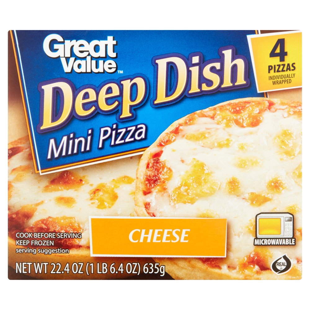 Great Value Deep Dish Mini Pizza, Cheese, 22.4 oz, 4 Count Walmart