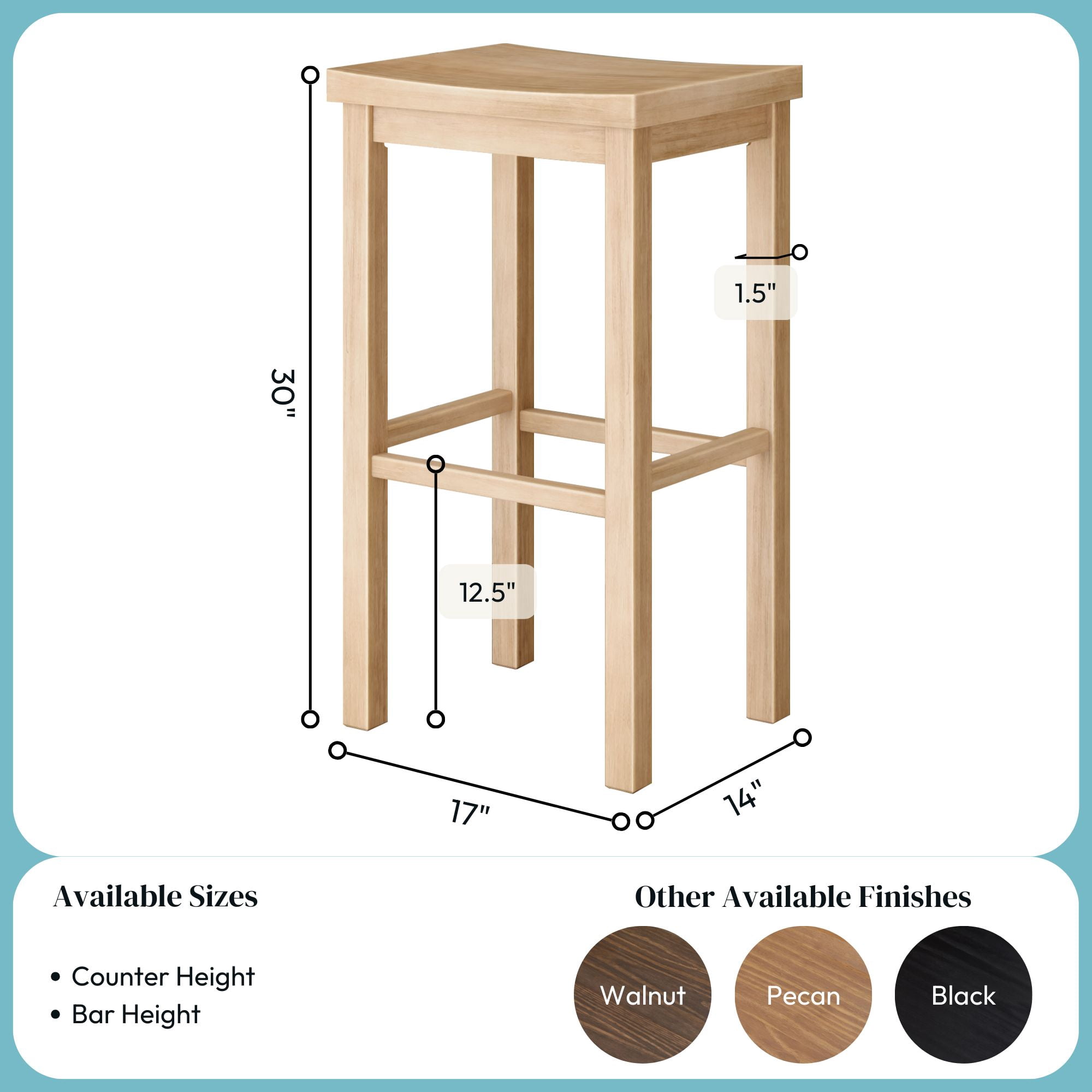 Now Furniture 30" Bar Stool, Wooden Backless Bar Height Kitchen Stool, Blonde