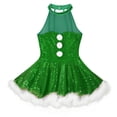 thumbnail image 3 of Jizyo Kids Girls Christams Outfits Miss Santa Claus Snowman Costumes Sequins Figure Ice Skating Leotard Dress Green 12, 3 of 5