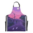 thumbnail image 6 of Yayeee Chief Kitchen Apron with Pockets for Cooking Water Resistant Unisex Adjustable Neck Strap, White Cat Walking, 6 of 7