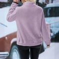 thumbnail image 4 of Women Winter Color Pullover Zipper Wool Loose Tops with Pockets, 4 of 8