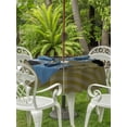 thumbnail image 3 of Outdoor Tablecloth with Umbrella Hole for Patio/Picnic/Party/Camping, Olive Green Striped Waterproof Table Cloth Round Cover Washable, Black Geometric Vintage Stripes Ombre (Dia 60"), 3 of 8