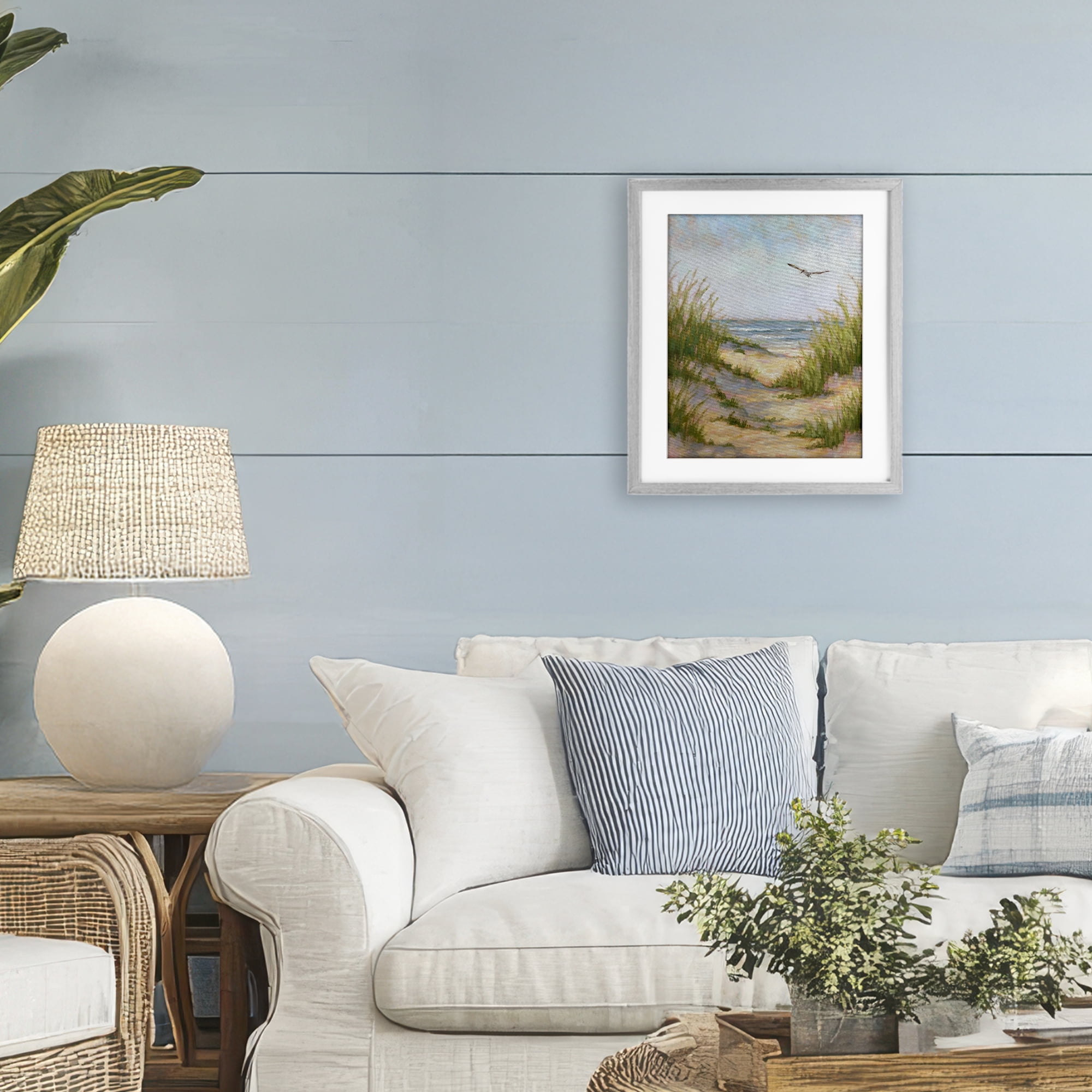 Stupell Industries Peaceful Beach Sand Dunes Gray Framed Print Under Glass, design by Linda Sperruzzi