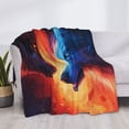 thumbnail image 3 of Disketp Red And Blue Fire Wolf Flannel Blankets - Thick and Warm Blanket for Winter, Soft Fuzzy Plush King Blanket for All Seasons60"x50", 3 of 6