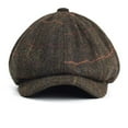 thumbnail image 5 of Men’s Newsboy Cap Herringbone Wool Plaid Pattern Octagonal Cap Classic Vintage Adjustable Casual Hat, 5 of 8