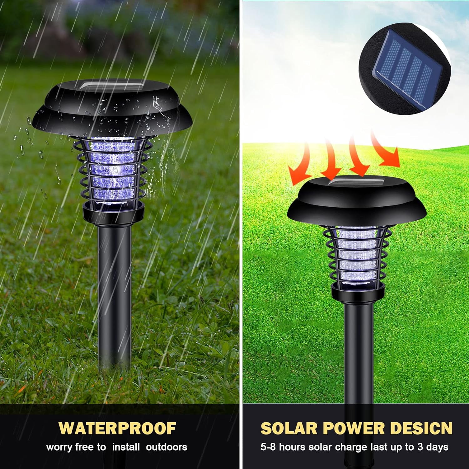 8-Pack 2in1 Bug Zapper Outdoor Waterproof Solar Mosquito Killer UV Fly Zapper MK001-8