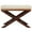 Cream faux Leather, variant on Cortesi Home Kayla Traditional X Bench Ottoman in Vinyl with Nailhead Trim, Cream