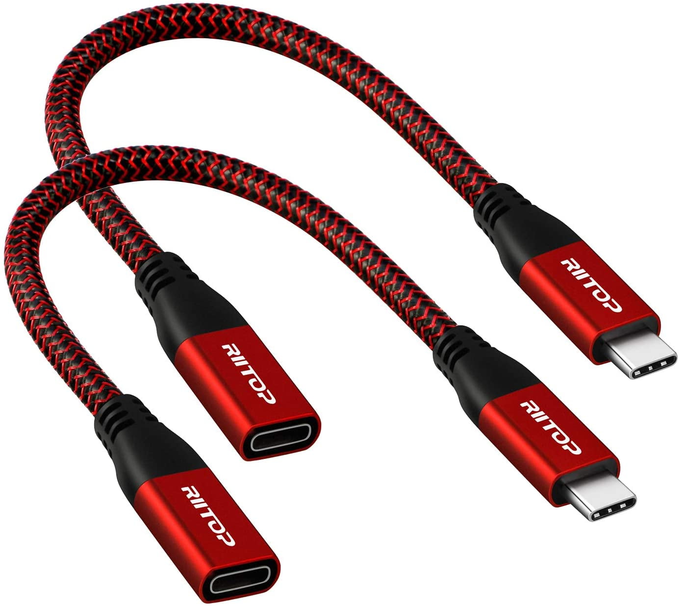 USB C Extension Cable Short 10Gb (2-Pack),RIITOP USB 3.1 Type C Male to Female Extender Cable Cord 7.8inch for Nintendo Switch, MacBook Pro
