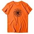 thumbnail image 4 of MIXUE Womens Summer Tops Dandelion Print O Neck Short Sleeve Loose Casual Shirts For Women Tshirts Holiday Wear,Orange,XXXL, 4 of 5