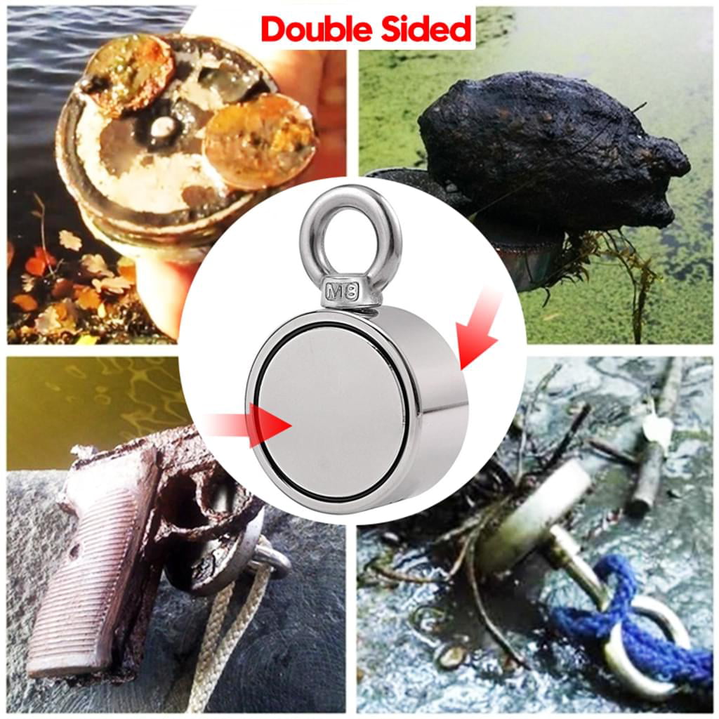 300KG D60mm Dual Side Neodymium Magnet Recovery Metall Detector Fishing 10M Rope 