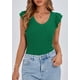 thumbnail image 3 of Remera PRETTYGARDEN Mujer Cuello en V con Volados Sin Mangas Ajustada Verde Talle S, 3 of 8