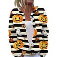 thumbnail image 3 of Halloween Cardigan Sweaters for Women Cute Halloween Pumpkin Womens Sweaters Cardigan Open Knit Utton Down Cropped Long Sleeve Fall Winter Trendy Plus Size Tunic Sweater Orange L, 3 of 7