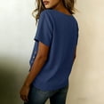 thumbnail image 3 of Uootdi Short Sleeve Tops for Women Crewneck Side Button Detail Loose Fit Linen Blend Casual Daily Soft Breathable Blouses Gift, 3 of 9