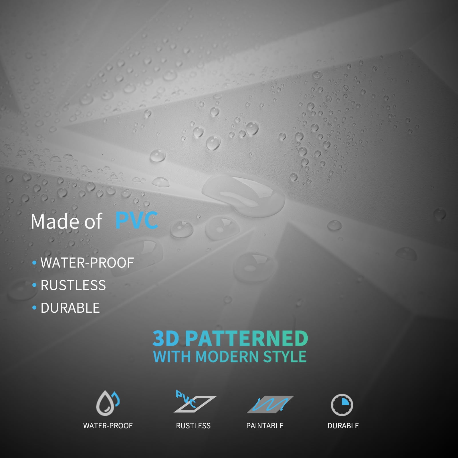 20PCS 11.8'' x 11.8'' PVC 3D Wall Panel Diamond for Interior Wall Décor in White, Wall Decor PVC Panel, 3D Textured Wall Panels