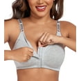 thumbnail image 3 of Exerin Women's Front Closure Bras Wireless Comfort Unlined Full Coverage Cotton Bra(38C,Grey), 3 of 6