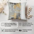 thumbnail image 2 of Ethan Taylor Abstract Throw Pillow Soft Cushion Cover 'The Infinite Horizon Paint Brush Strokes Modern' Transitional Pattern Decorative Square Accent Pillow Case, 18x18 Inches, Gray, Gold, 2 of 5