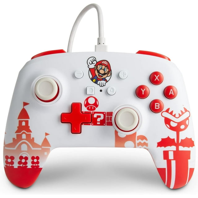 Control Alambrico Power A Nintendo Switch Mario Rojo Blanco