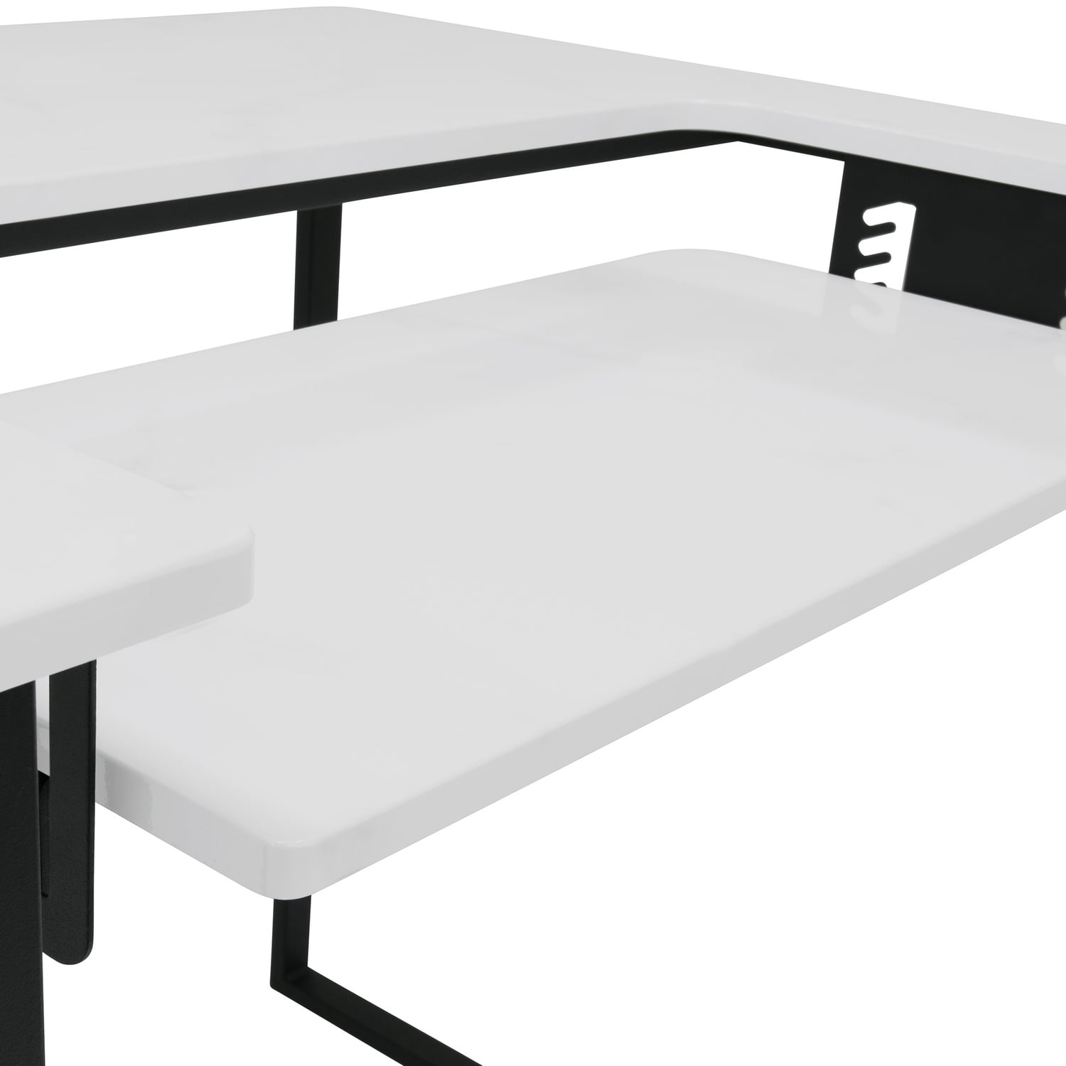 Sew Ready Dart Sewing Machine Table with Folding Top and Adjustable Platform, Black/White