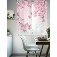 thumbnail image 5 of Pink Flowers Sheer Curtains 63 Inch Length 2 Panels Set, Semi Transparent Voile Rod Pocket Curtains for Living Dining Room Bedroom Drapes Spring Botanical Floral Branches Gradient, 5 of 6