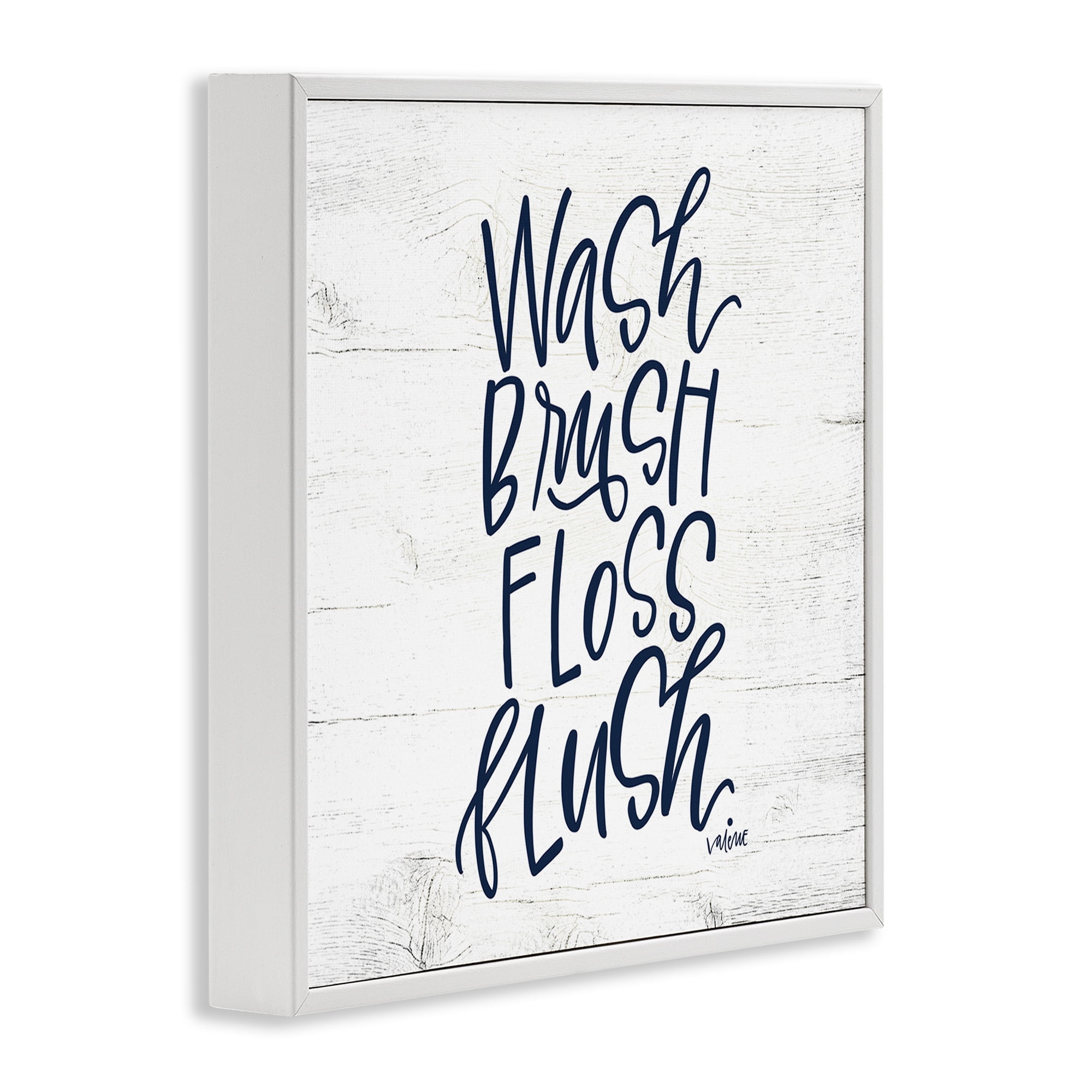 Stupell Industries Rustic Bathroom Rules Typography Painting White Framed Art Print Wall Art, 24 x 24