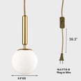 thumbnail image 2 of Modern Gold Pendant Light with Plug-in Cord,Milk Glass Pendant Lighting Globe, 2 of 9