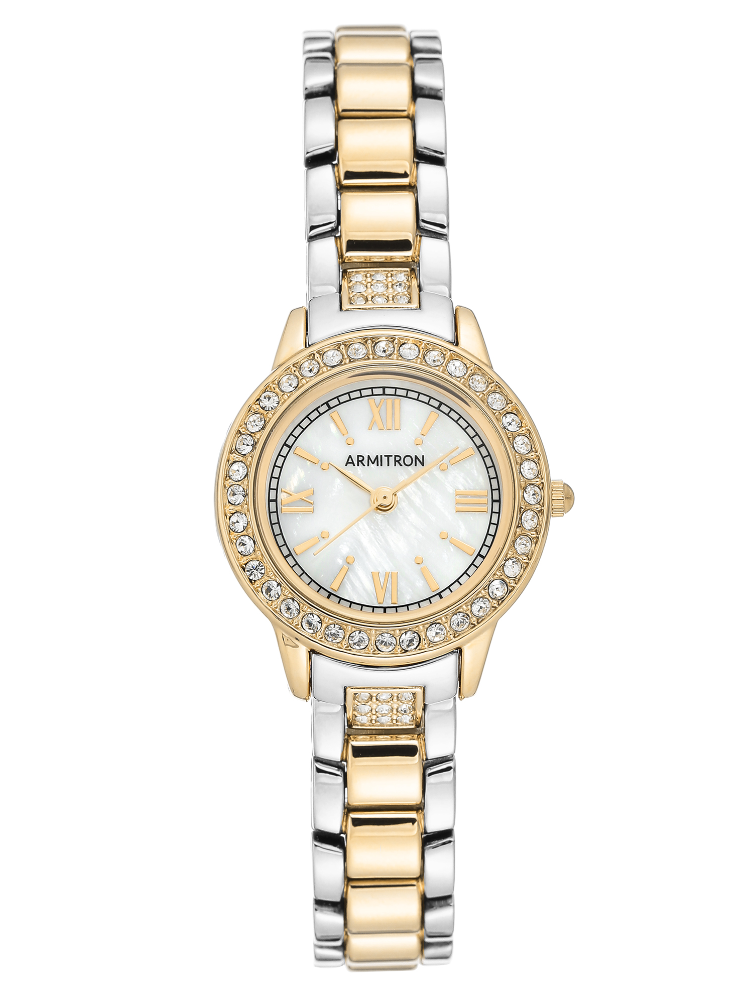 Armitron Two-Tone Silver and Gold Women\'s Bracelet Watch with Crystal Bezel Phoenix Bracelet Set | 27mm, Gold Two-Tone | Gold Two-Tone  main image 4