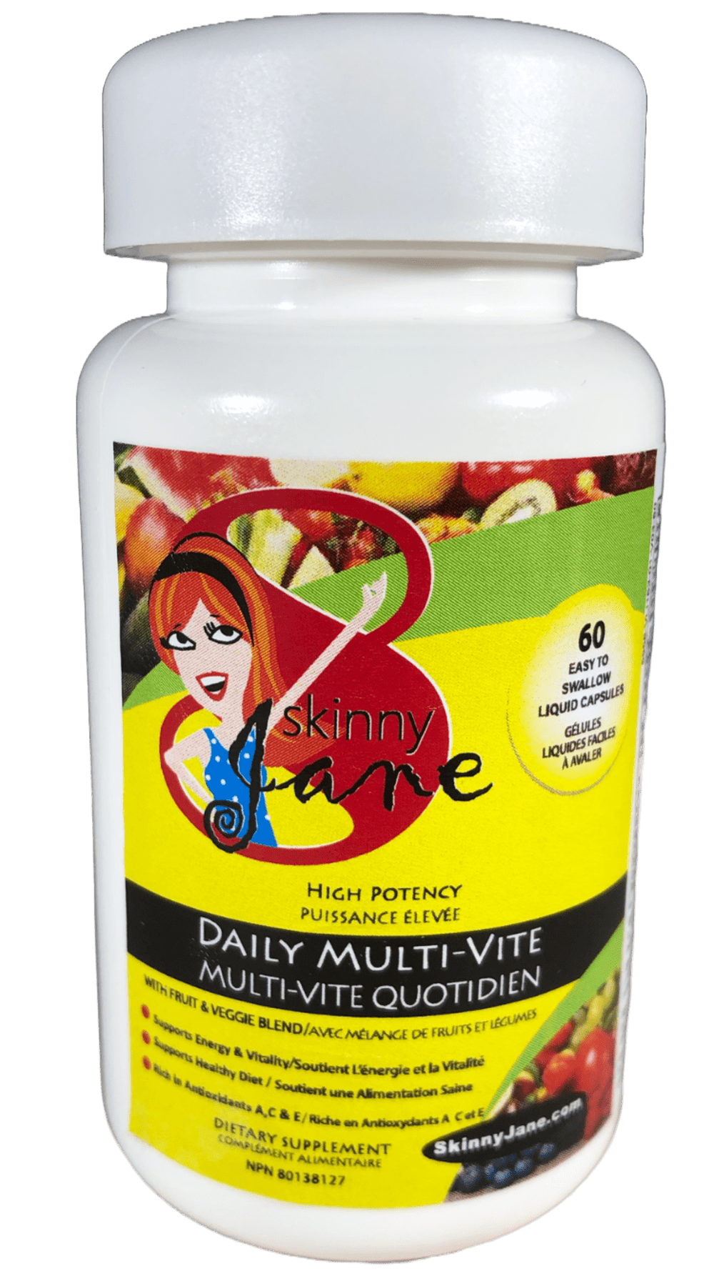 Skinny Jane Skinny Jane Daily Multivitamin - Supports Energy, Metabolism, Dieting - Wellness Formula with Fruit & Veggie Blend - 60 Easy-to-Swallow Liquid Capsules
