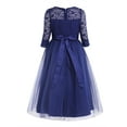 thumbnail image 2 of iEFiEL Girls Lace Mesh Flower Girl Dress Princess Pageant Bridesmaid Birthday Party Dress, 2 of 7