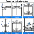 thumbnail image 4 of Esquinero para Baño Metal 4 Niveles AntiÓxido  Organizador de Piso para Ducha con Cojines Adhesivos y Ganchos, Ideal para Baños/Cocinas/Hoteles (Negro), 4 of 8