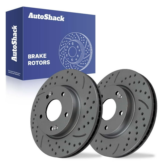 AutoShack 11.02" (280 mm) Front Vented Drilled & Slotted Brake Rotors Coated | Replacement for 2011-2020 Hyundai Elantra 2014-2022 Kia Soul | Black Matte Finish | 2-PC Set | BlackShield