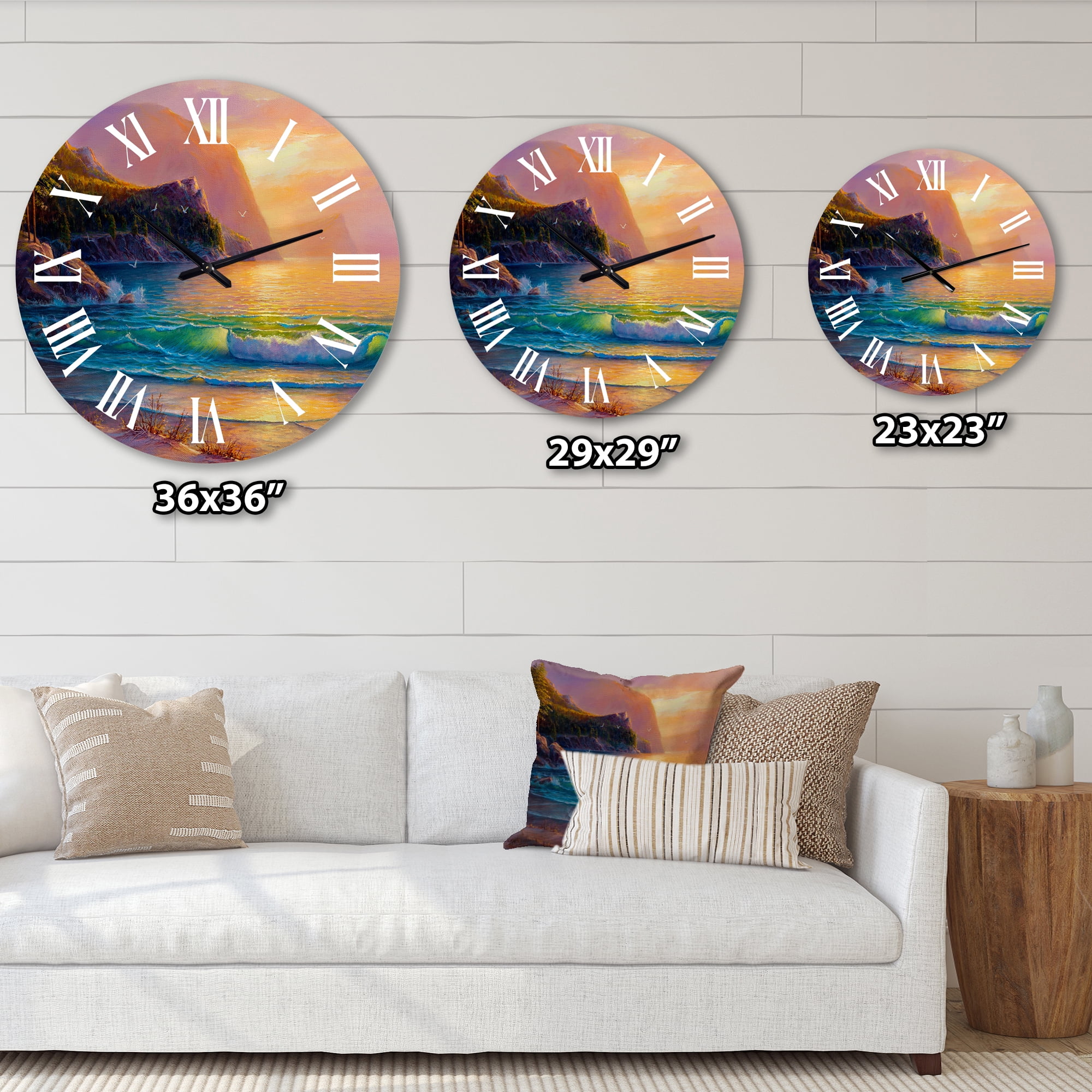 Designart 1 in Quartz Coastal Wall Clock