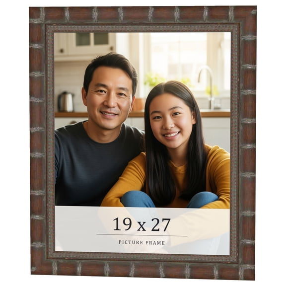 19x27 Dark Brown Bamboo Real Wood Picture Frame Width 1.5 inches | Interior Frame Depth 0.5 inches