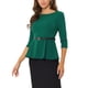 thumbnail image 4 of INSPIRAR CHIC Blusas Peplum para Mujeres de Manga 3/4 con Cinturón Elegante para Trabajo 3XL Verde, 4 of 5