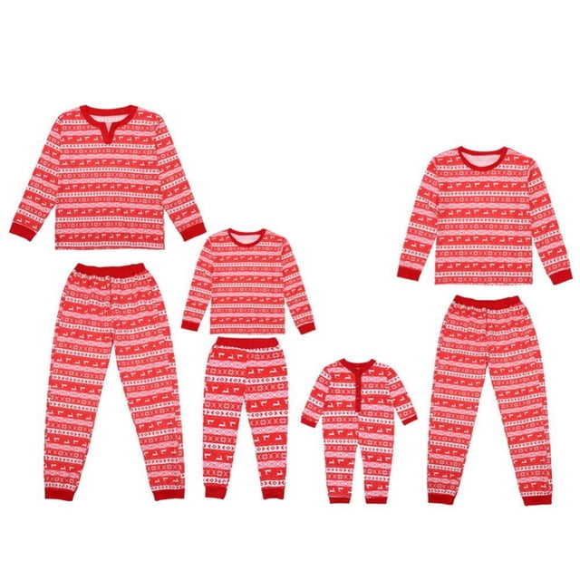 Pijamas familiares a juego para mujer y hombre, pijamas navideños de algodón con estampado de renos, copos de nieve, rojos y blancos, monos para bebé y niño.