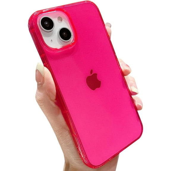 Cute Neon for iPhone 14 Case & iPhone 13 Case Clear, Flexible Slim TPU Shockproof Transparent Bumper Protective Phone Case for Women and Girls (Hot Pink)