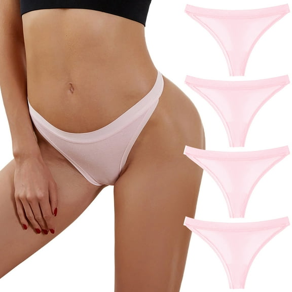 JDEFEG High Thigh Bikini Underwear for Women Underpants Patchwork Color Underwear Panties Bikini Solid Womens Briefs Knickers Christmas Gift 4 Pieces Panties Set Random Cotton Pink Xs