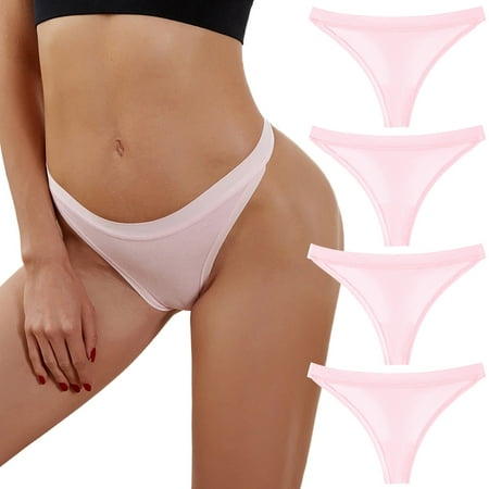 

Fsqjgq High Thigh Bikini Underwear for Women Underpants Patchwork Color Underwear Panties Bikini Solid Womens Briefs Knickers Christmas Gift 4 Pieces Panties Set Random Cotton Pink Xl