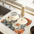 thumbnail image 2 of Yayeee Dish Drying Mat for Kitchen Counter 18" x 24" Microfiber Super Absorbent Coffee Decorative Pad, Gray Floral Pattern, 2 of 9