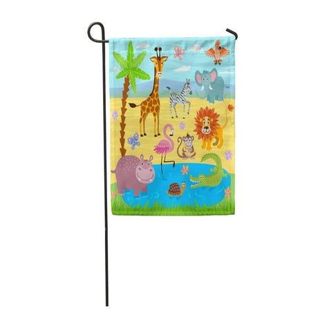 Add Wild Safari Jungle - KDAGR Baby Jungle and Safari Zoo Nature Wildlife of Wild Giraffe and Turtle Garden Flag Decorative Flag House Banner 12x18 inch