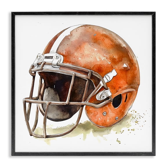 Stupell Industries Eclectic Red Football Helmet Black Framed Giclee Art, 12 x 12, by Creative Studio
