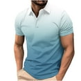 thumbnail image 2 of Zylanna Men's Button Polo Shirts Tee, Gradient Color Turndown Collar Short Sleeve Summer Casual Pullover for Men Blue Size M, 2 of 5