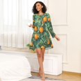 thumbnail image 4 of FORMRS Womens Long Sleeve Nightgowns Crew Neck Sleep Shirt Soft Pajamas Sizes S-3XL, Orange Tree Pattern, 4 of 8