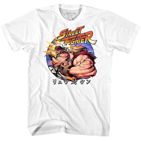 Street Fighter Ryu Vs Ken White Adult T-Shirt 4Xl