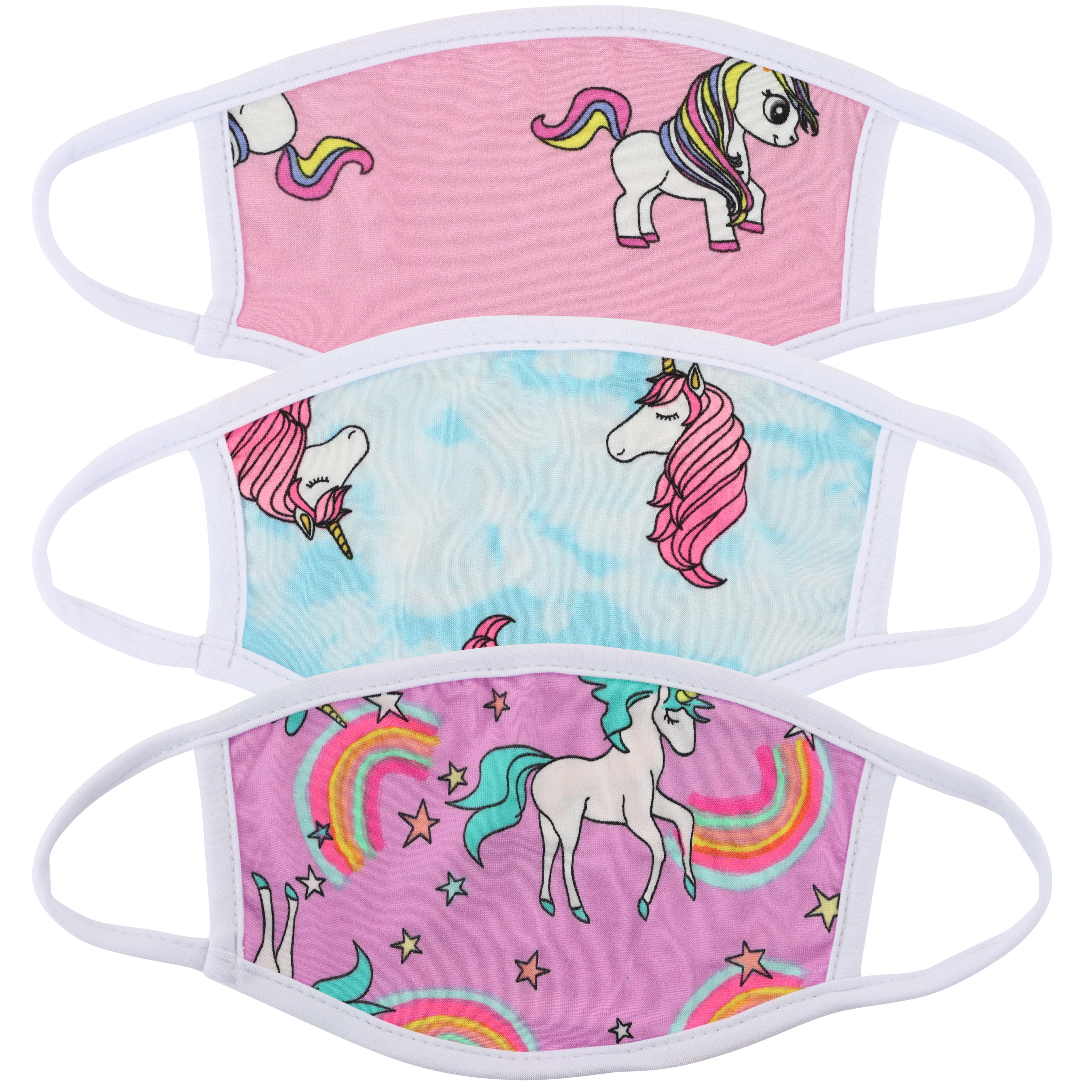 Nicholas Phinn - 3 Pcs Kids Size Unicorn Print Variety Pack Face Mask for Children Reusable ...