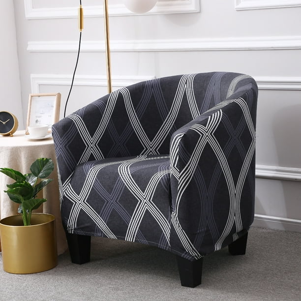Shanna Club Chair Slipcover Stretch Spandex Removable Geometric Pattern Armchair Covers Sofa Cover Furniture Protector For Living Room Arm Black Com Shanna Club Chair Slipcover Stretch, Living Room Chair Cover No Arms
