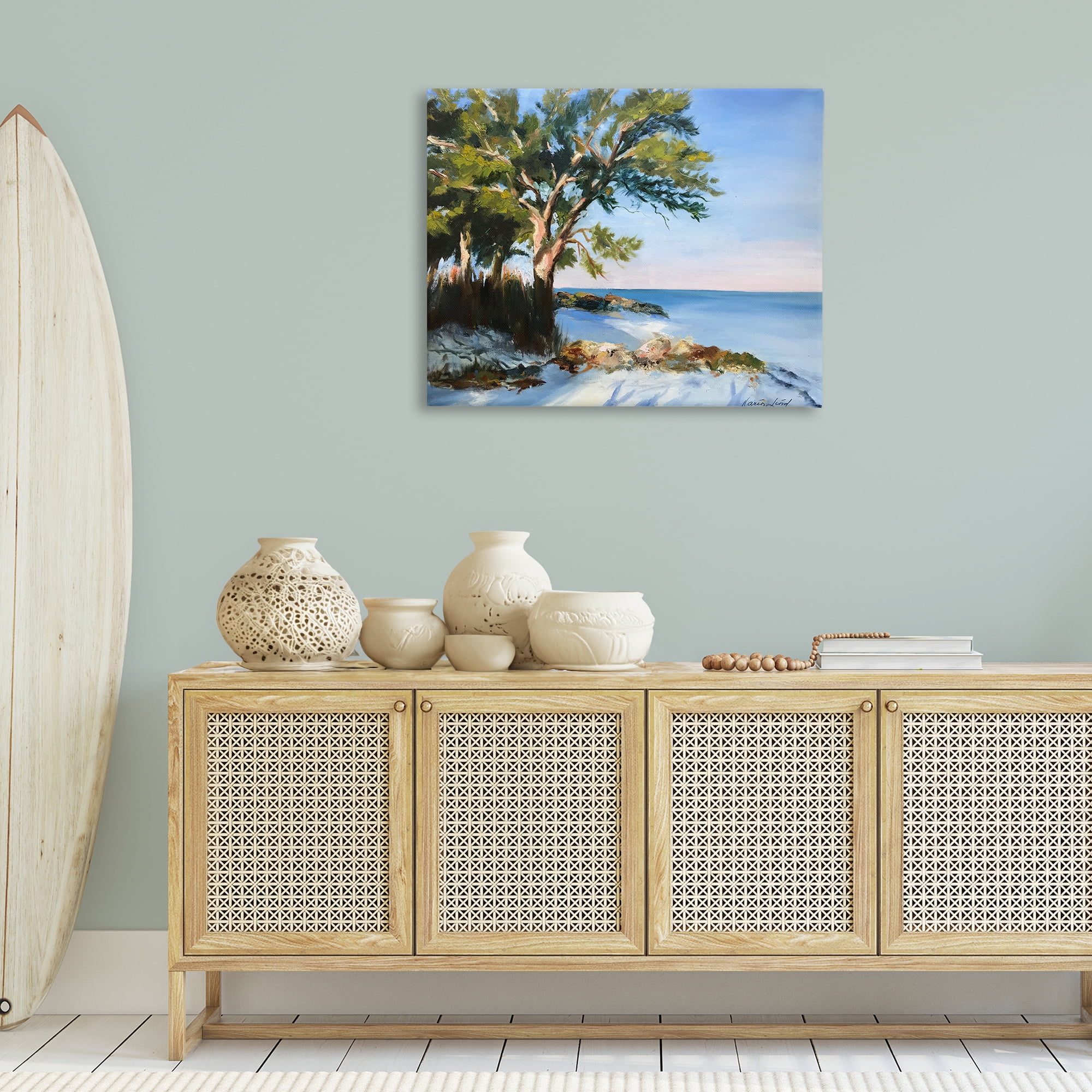 Stupell Industries White Sand Beach Landscape Painting Gallery Wrapped Canvas Art Print Wall Art, 40 x 30