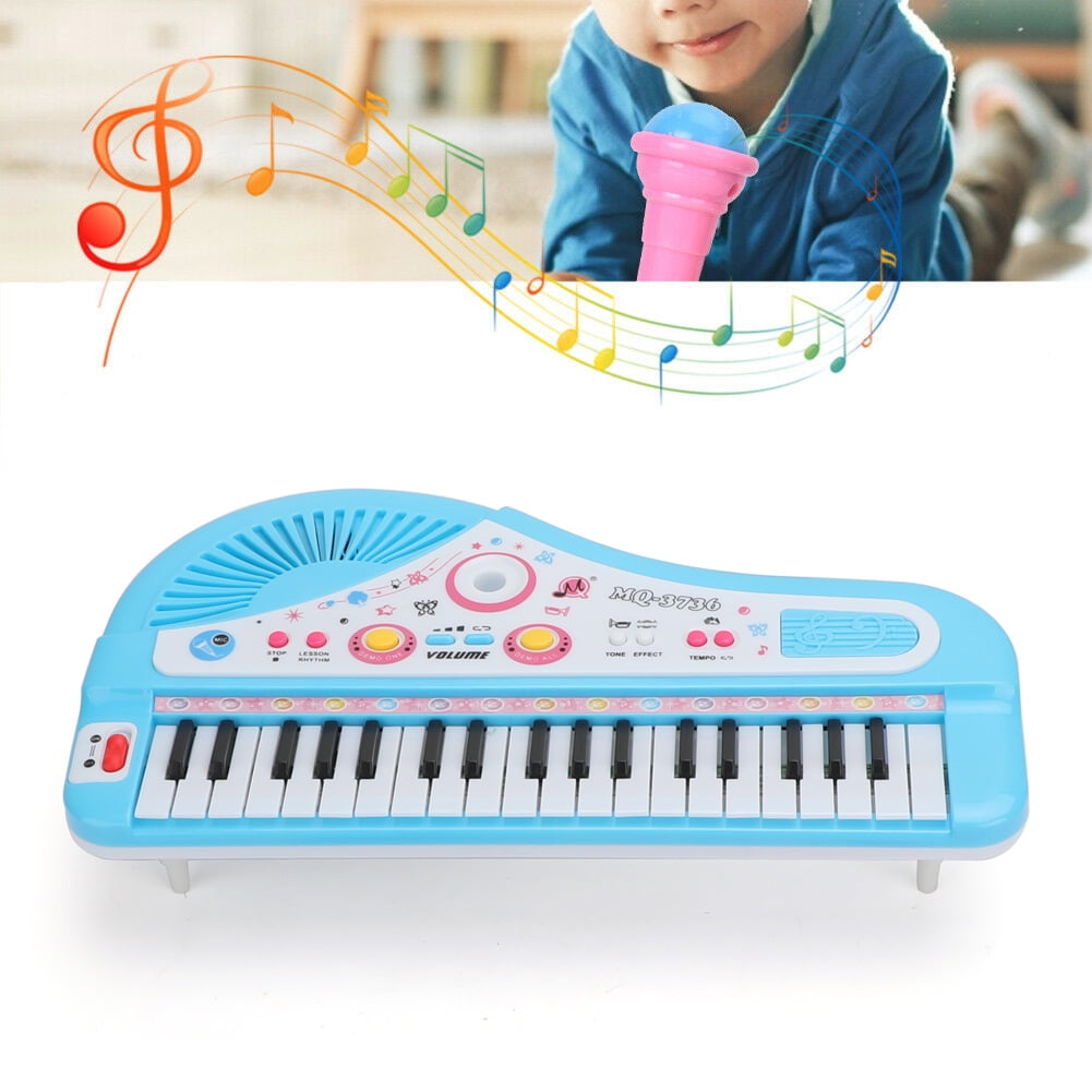 Mic & Adapter 37 Keys Electronic Keyboard Blue A2 Music Kid Electric Piano 