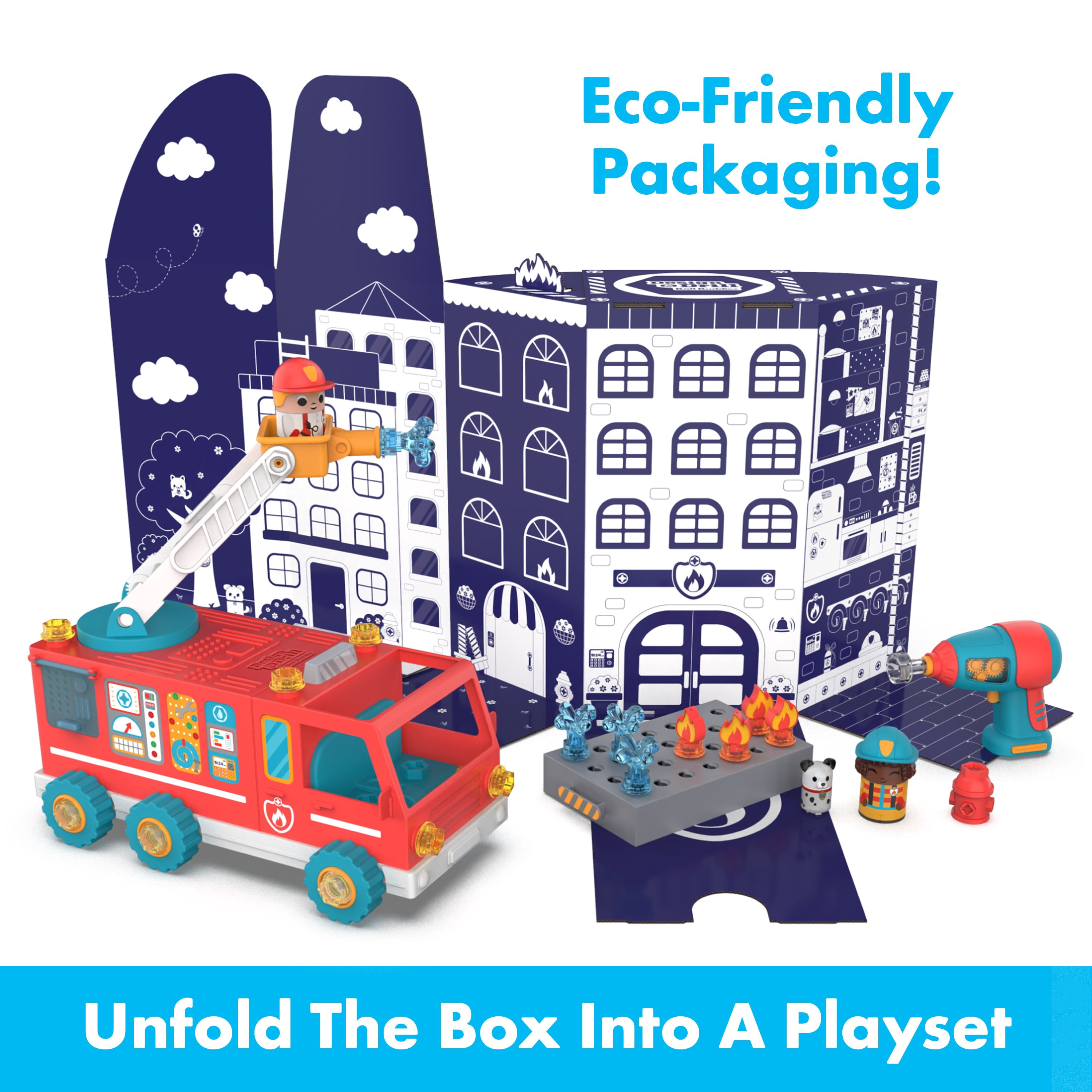 Educational Insights Design and Drill Bolt Buddies Fire Truck, STEM Construction Toy, Toddlers Ages 3+